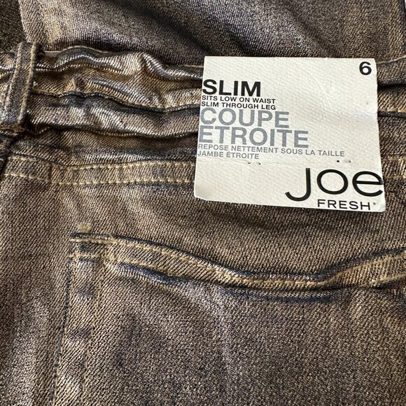 STUNNING JOE FRESH Black/Gold Coated Metallic Slim Jeans - Size 30" - Picture 10 of 10